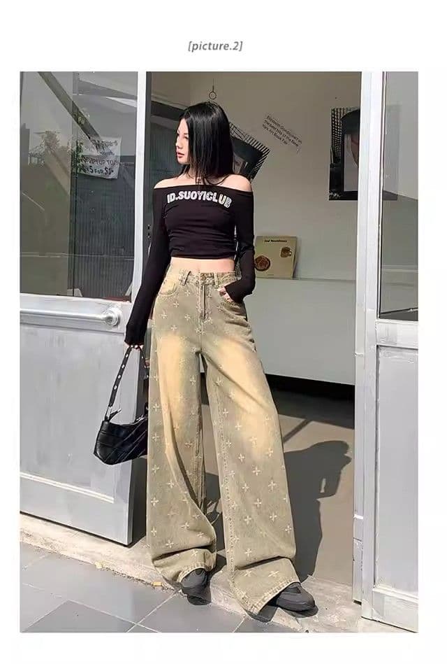 거리 개성 출퇴근 넓은 다리 하이 웨이스트 청바지 여성 봄 가을 새로운 루즈핏 패션 바닥 청소 청바지 트렌디 상세 이미지 11