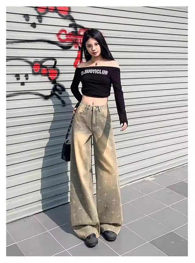 거리 개성 출퇴근 넓은 다리 하이 웨이스트 청바지 여성 봄 가을 새로운 루즈핏 패션 바닥 청소 청바지 트렌디 상세 이미지 17