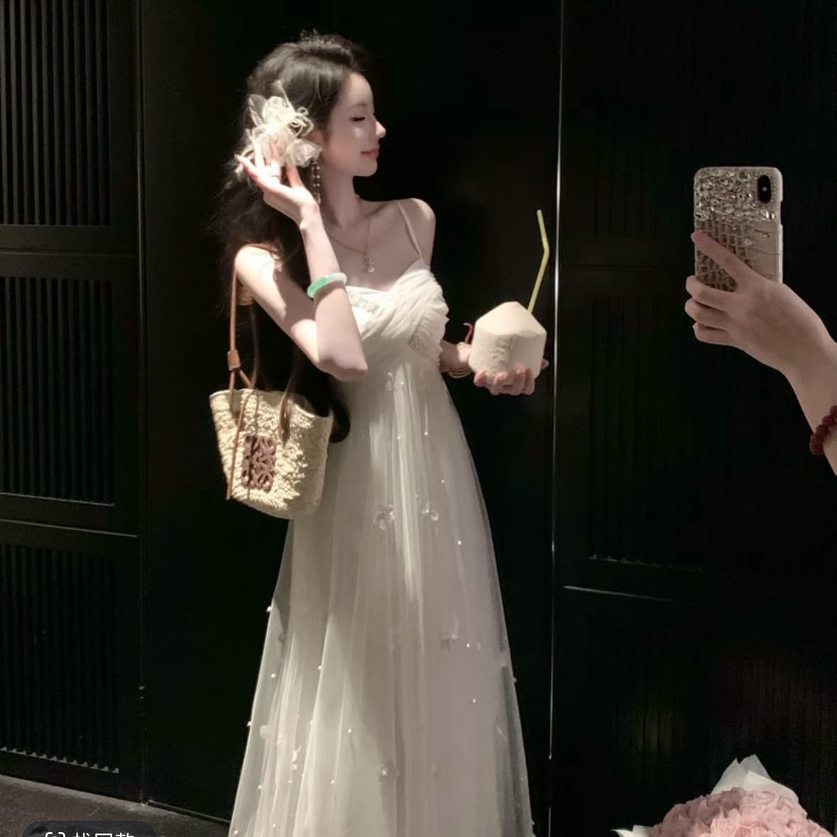 선물 물품 우아한 조 맞춤 윈치 나비 슈퍼 요정 3 차원 꽃 비즈 박기 망사 슬립 드레스 이미지 2