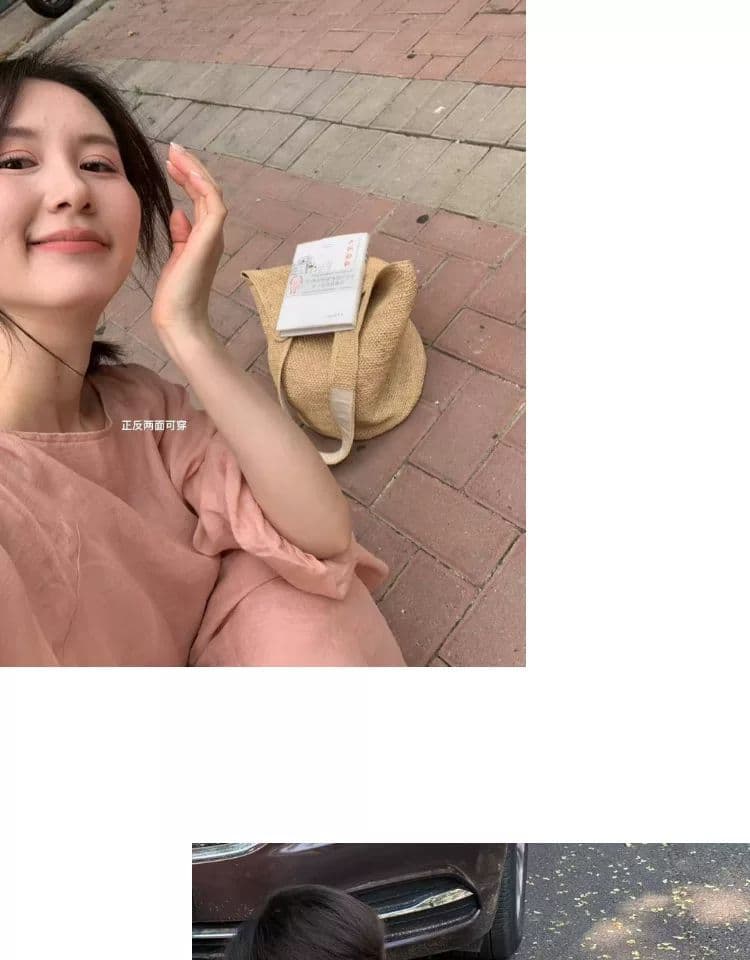 재고 있음 여름 드레스 새로운 빅 사이즈 여성 의류 핑크색 라미 빅 사이즈 V넥 레이스업 드레스 루즈핏 여성 치마 상세 이미지 14