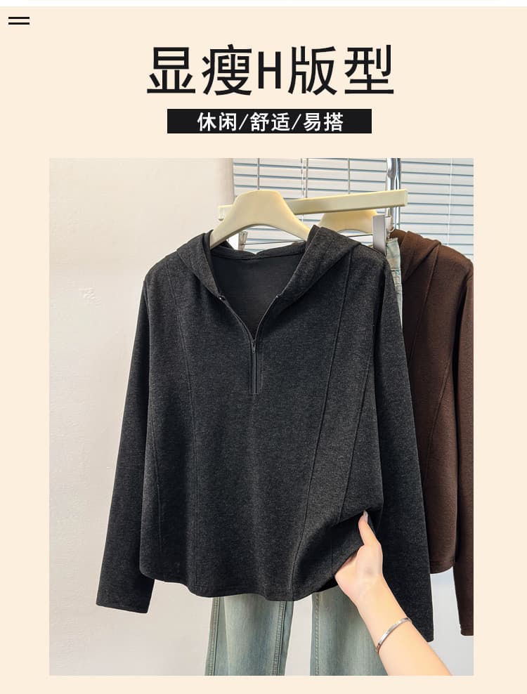 실사 부드러운 찹쌀 있음 종류 미니멀리즘 와 성별 루즈핏 캐주얼 후드 주간 실크 후드티 여성 다용도 연령 감소 슬림해 보이는 인사이드 가져 가라. 상세 이미지 2