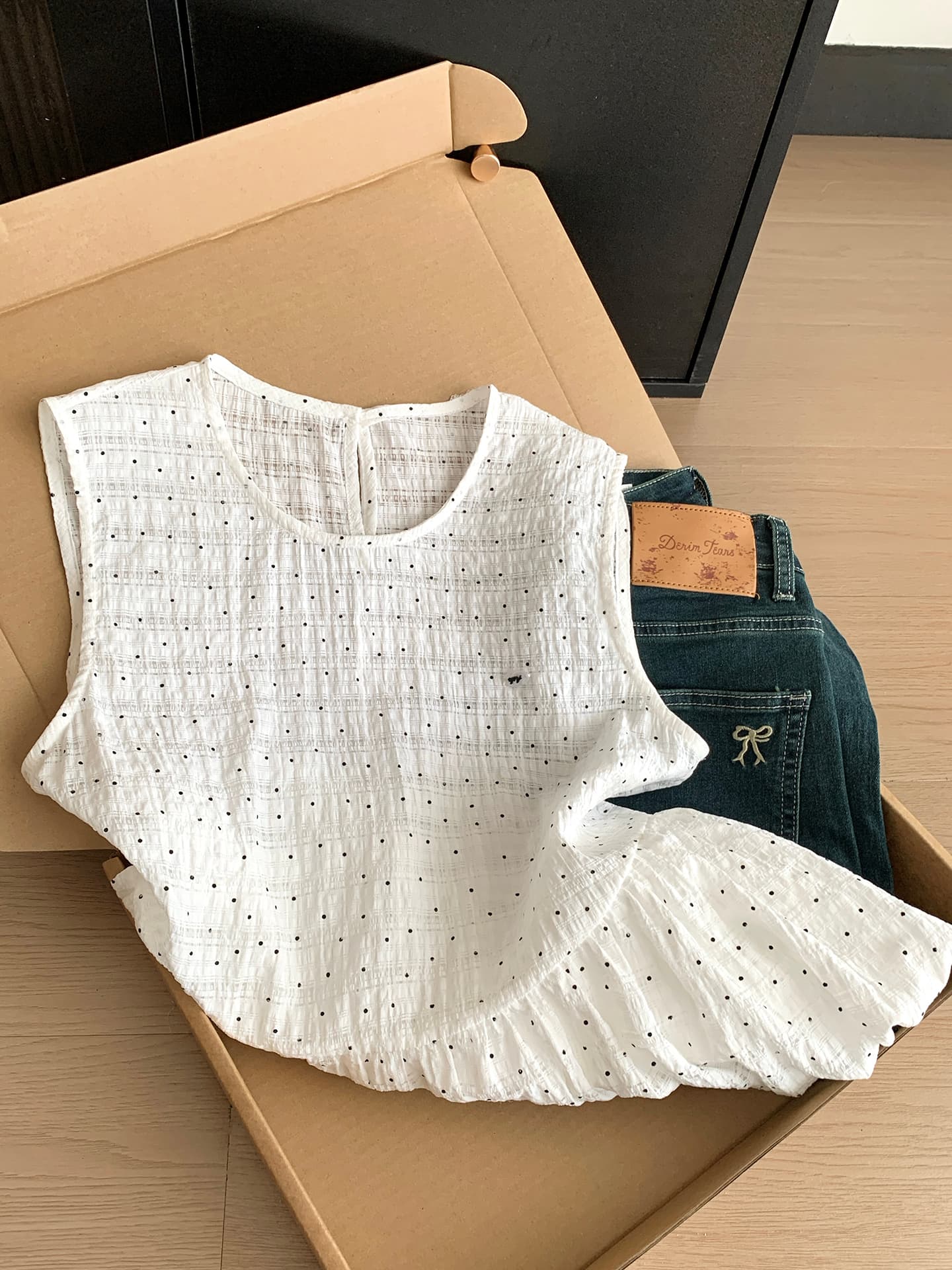 실사 통제 가격 20 한 부서 달콤한 스타일 도트 무늬 민소매 캐미솔 여름 화이트 홀로우 아웃 꽃밭 작은 맨위 상세 이미지 9