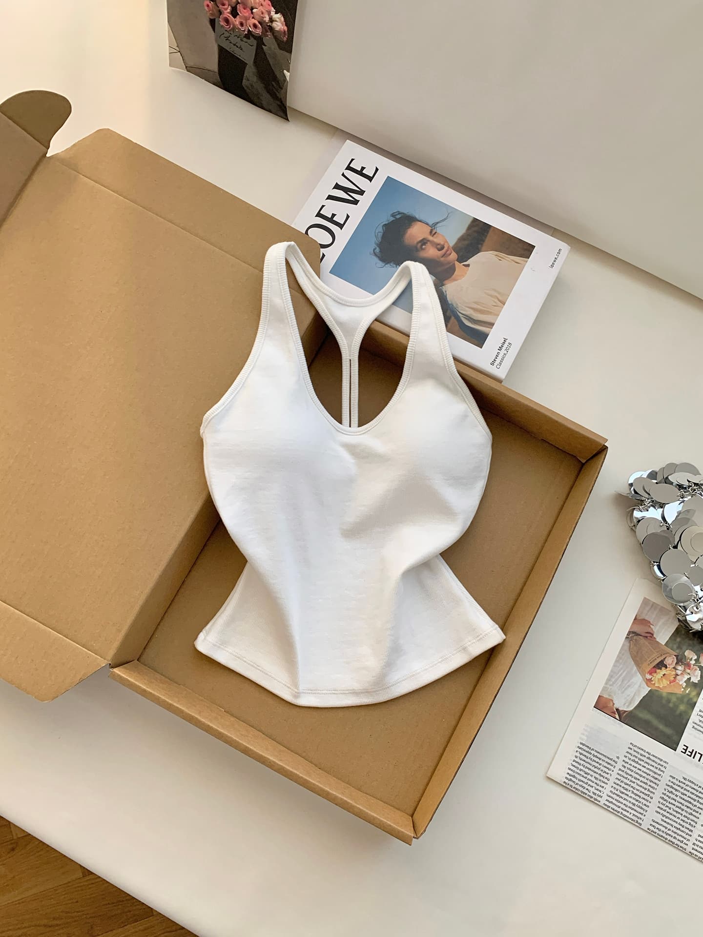 실사 통제 가격 20 한 부서 핫걸 바람 벨트 가슴 패드 행침 목 캐미솔 여름 아름다움 뒤로 인사이드 가져 가라. 운동 맨위 상세 이미지 5