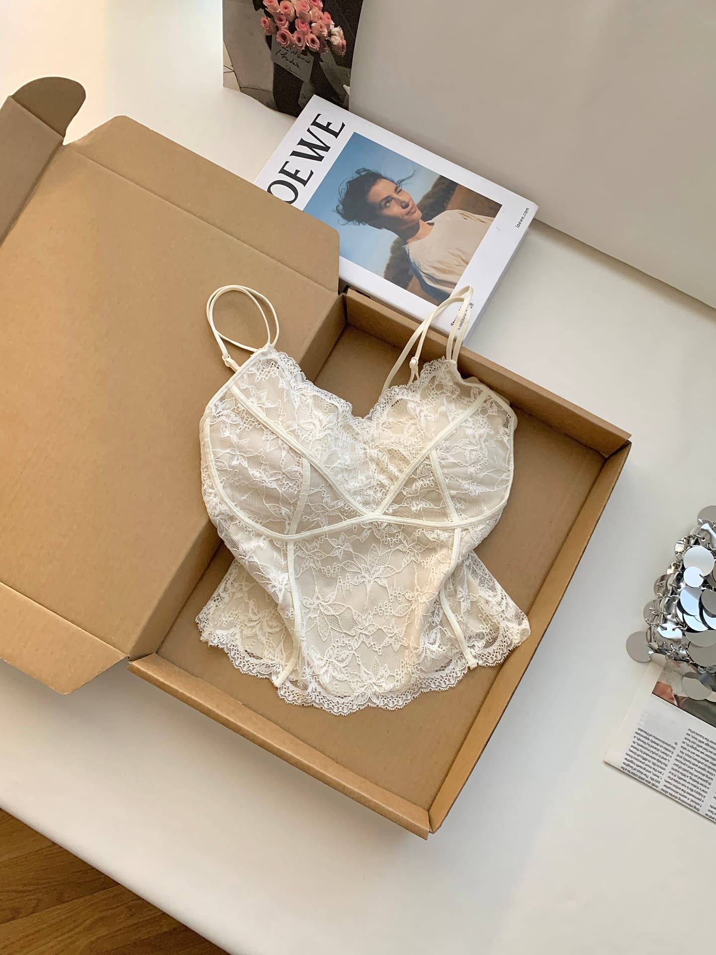 실사 통제 가격 20 프랑스식 순수한 욕망 바람 생선뼈 레이스 캐미솔 벨트 가슴 패드 여성 여름 몸매 가꾸기 맨위 상세 이미지 6