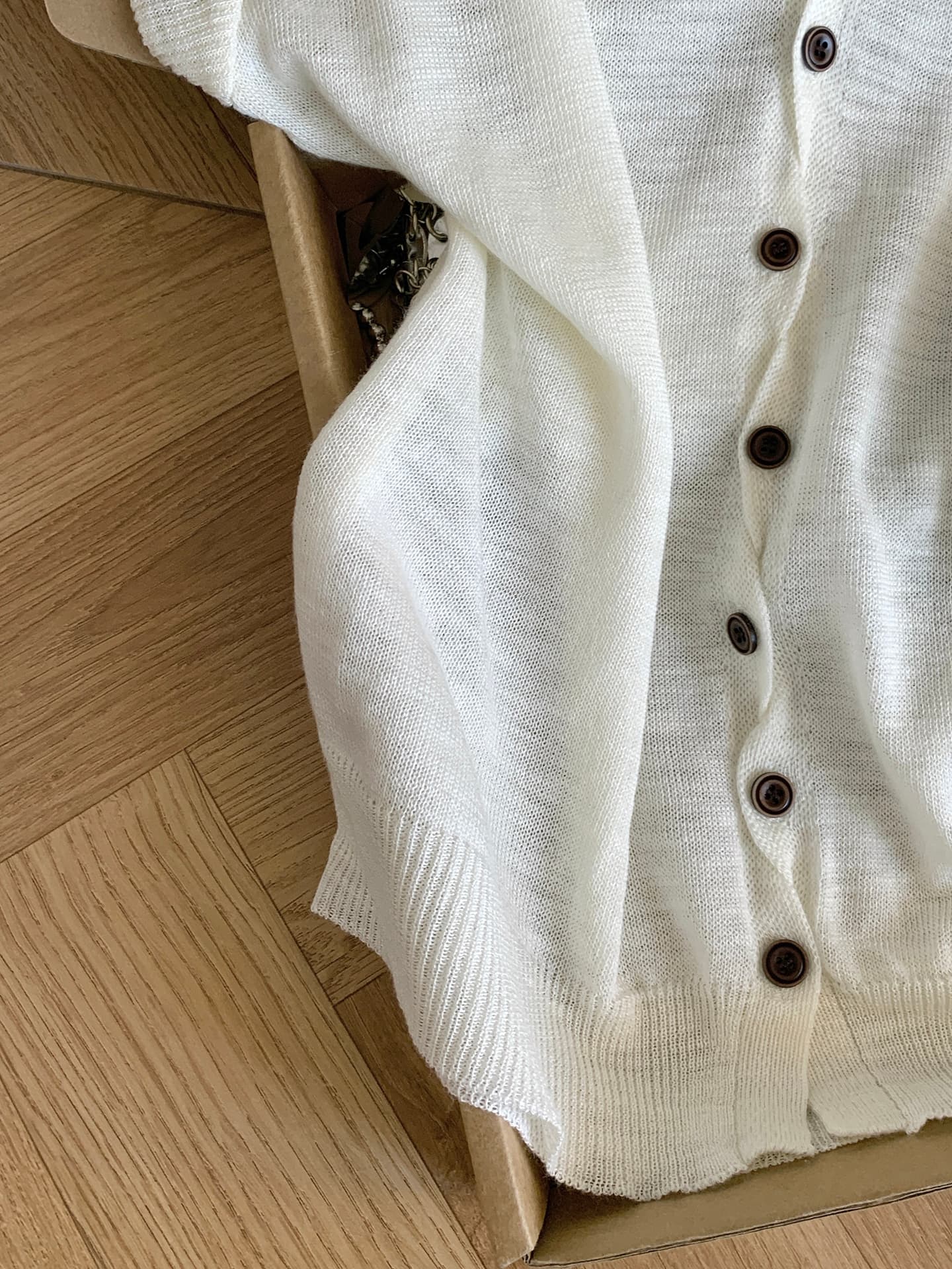 실사 통제 가격 20 한 부서 캐주얼 바람 V넥 단추 니트 오픈 가디건 여성 여름 프랑스식 반팔 출퇴근 맨위 상세 이미지 11