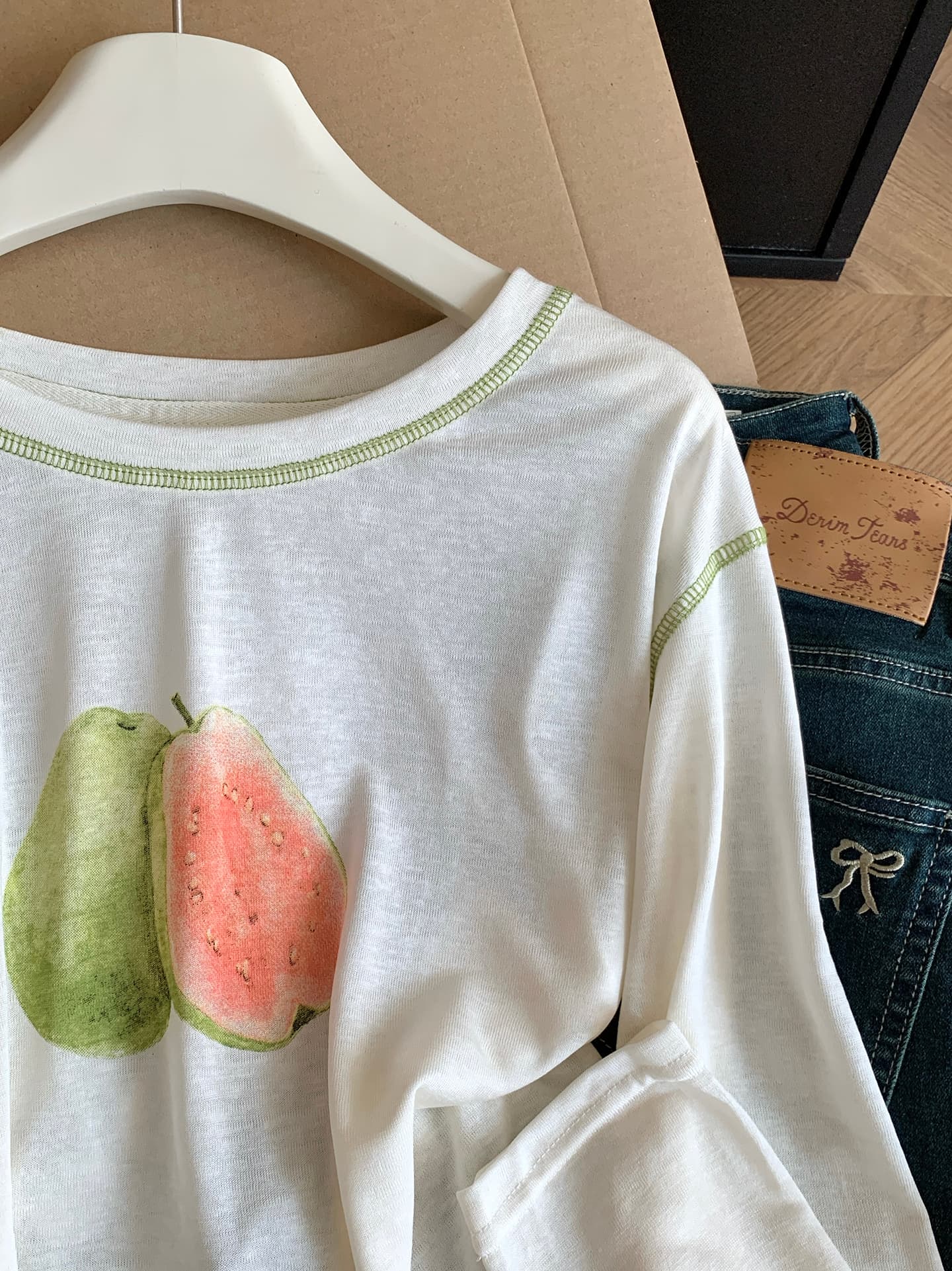 실사 통제 가격 20 한 부서 배색 과일 프린트 긴팔 티셔츠 여성 여름 얇은 스타일 자외선 차단 블라우스 맨위 이미지 4
