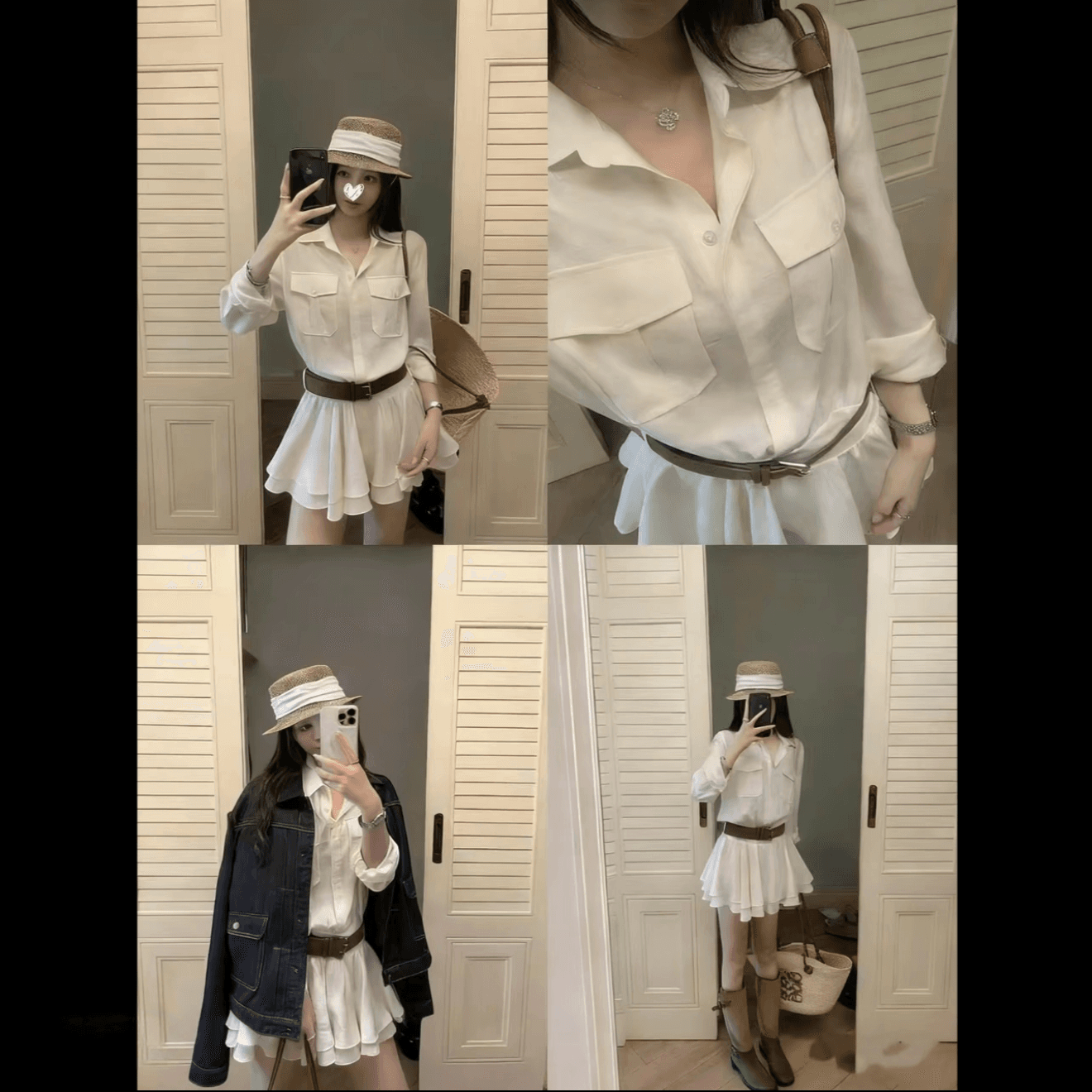 동백 나무 화이트 재스민 기타 프라임 기타 사랑 숙박 흰 셔츠 서있는 자르다 셔츠 드레스 여성 d1195 이미지 4