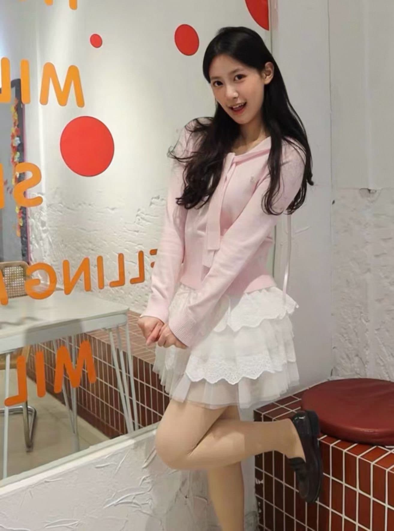 2026 년 새로운 화이트 레이스 망사 퍼프 케이크 미니 스커트 배 종류 몸 표지 넓적 다리 노출 방지 반신 스커트 여성 상세 이미지 3