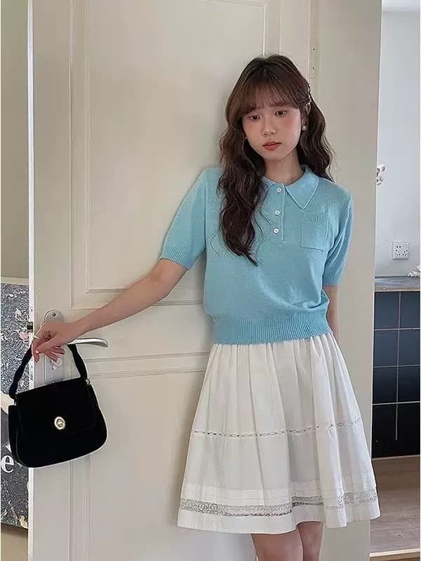 도시 백조의 호수 한 부서 레트로 레이스 레이스 반신 스커트 여성 여름 부드러운 화이트 한 마디 케이크 미니 스커트 상세 이미지 6