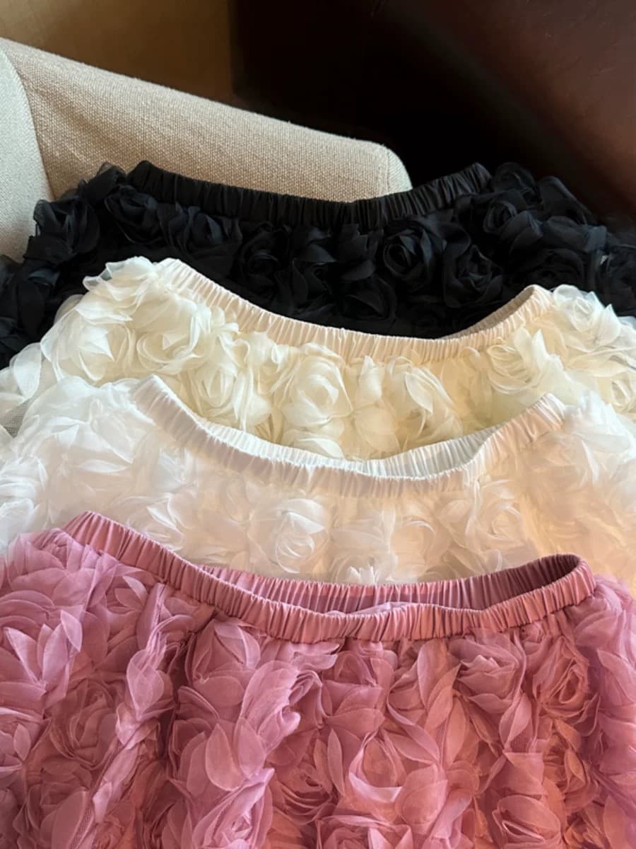 jade closet 직영점 추천 아름다움 라드. 달콤한 스타일 3 차원 꽃 허리밴드 반신 짧은 바지 여성 상세 이미지 6