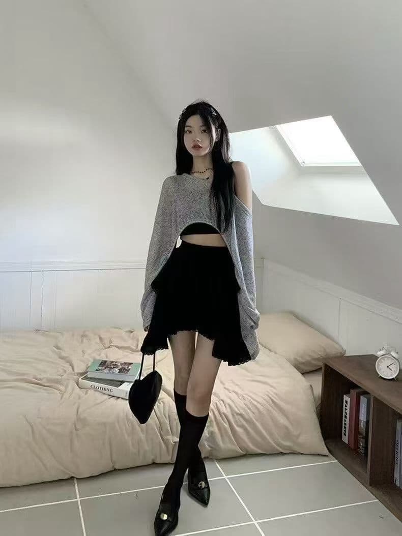 불규칙 레이스 레이스 반신 스커트 디자인 센스 케이크 미니 스커트 상세 이미지 5