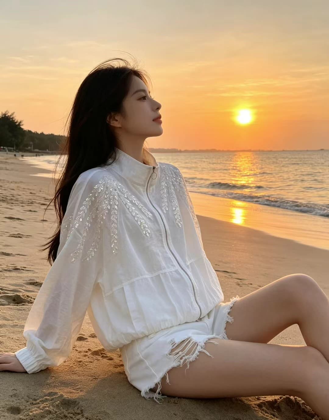 양 양 yangruoyu 마술 깃털 깃발 주간 실크 패치워크 자카드 얇은 스타일 후드 자외선 차단 오픈 가디건 여성 코트 이미지 4