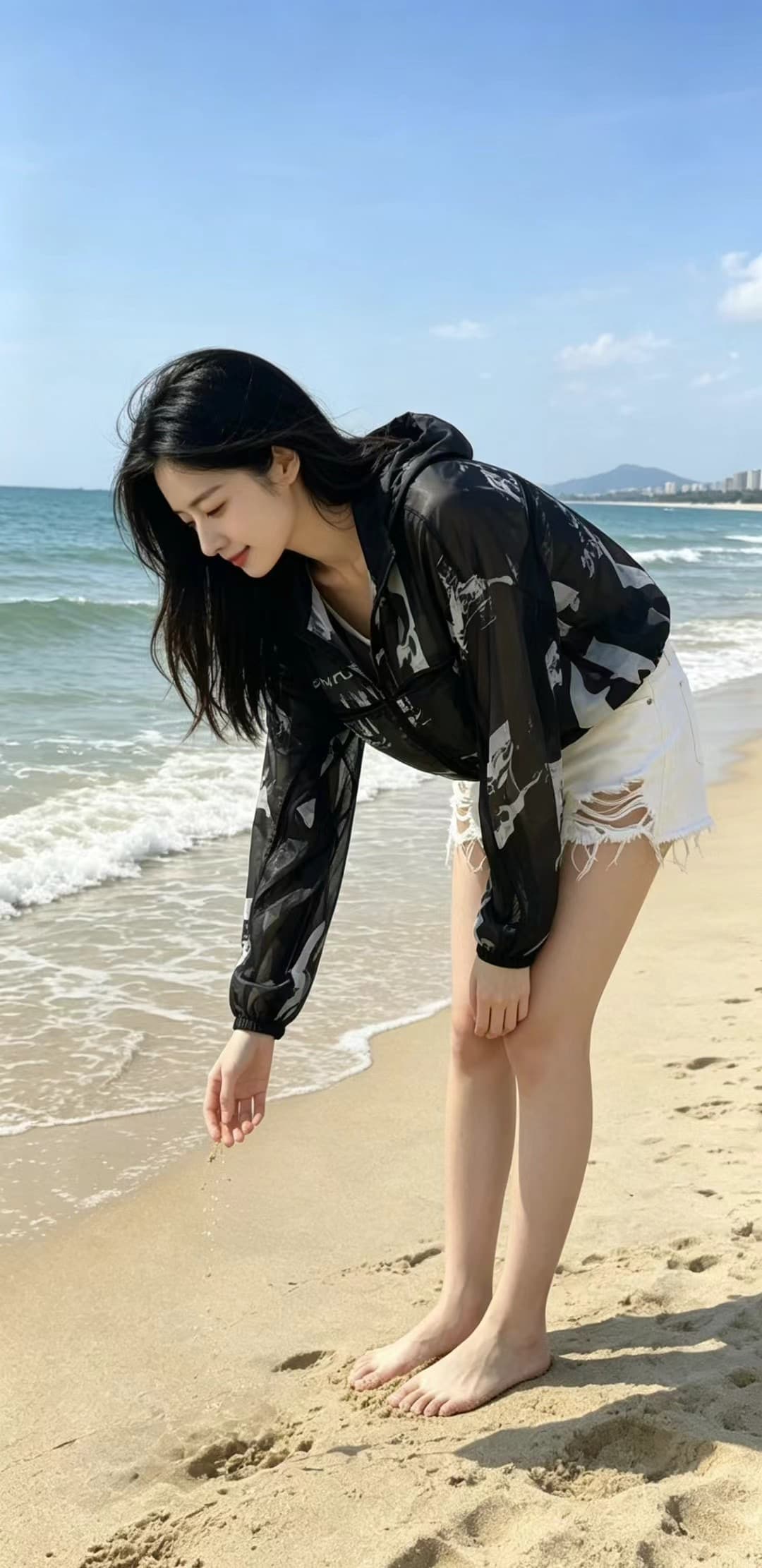 유럽 상품 핫걸 튀김 거리 스탠드 칼라 얇고 가벼운 통기성 메쉬 패치워크 자외선 차단 의류 짧은 여성 코트 루즈핏 작은 키 재킷 이미지 2