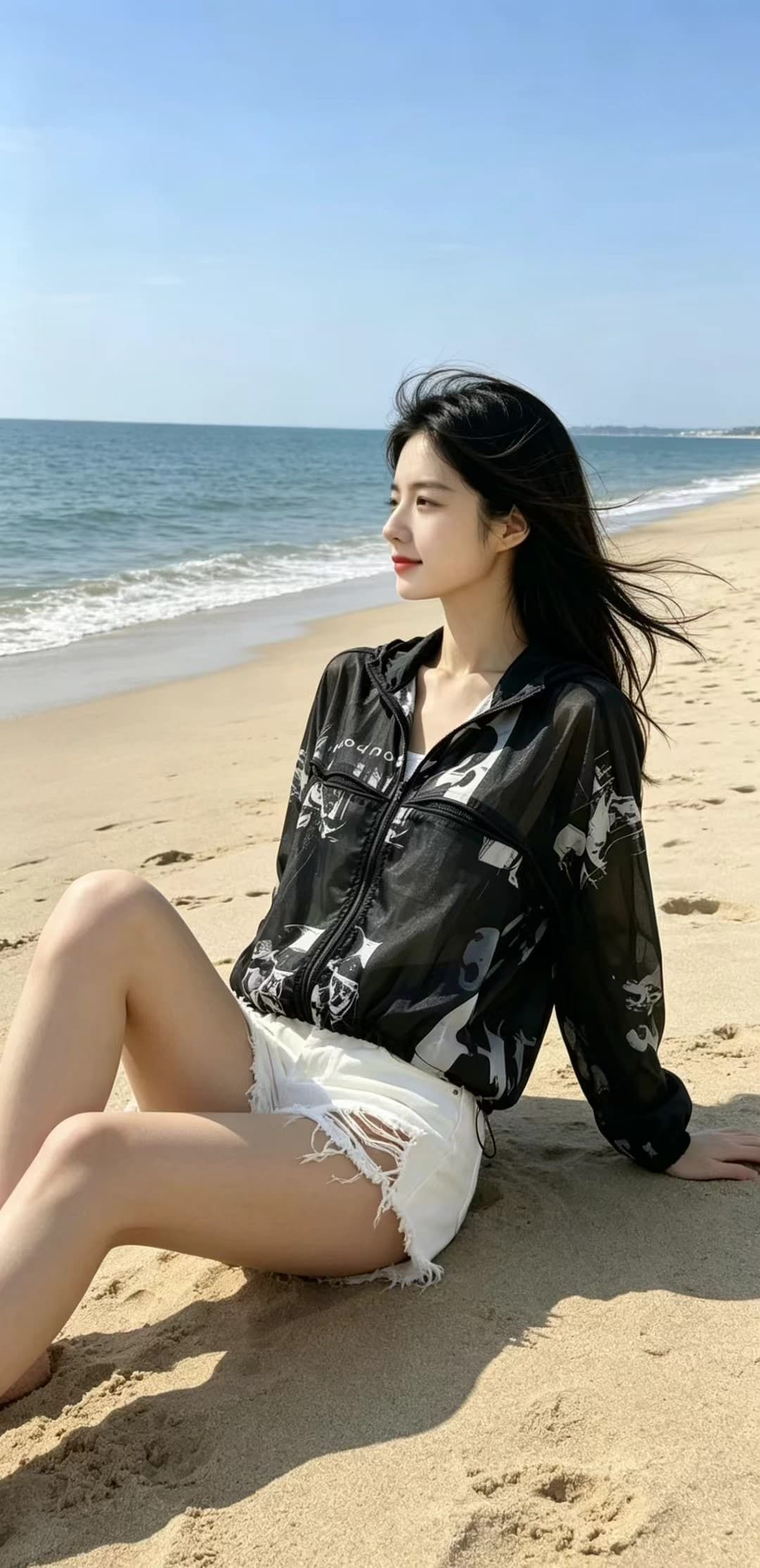 유럽 상품 핫걸 튀김 거리 스탠드 칼라 얇고 가벼운 통기성 메쉬 패치워크 자외선 차단 의류 짧은 여성 코트 루즈핏 작은 키 재킷 상세 이미지 5