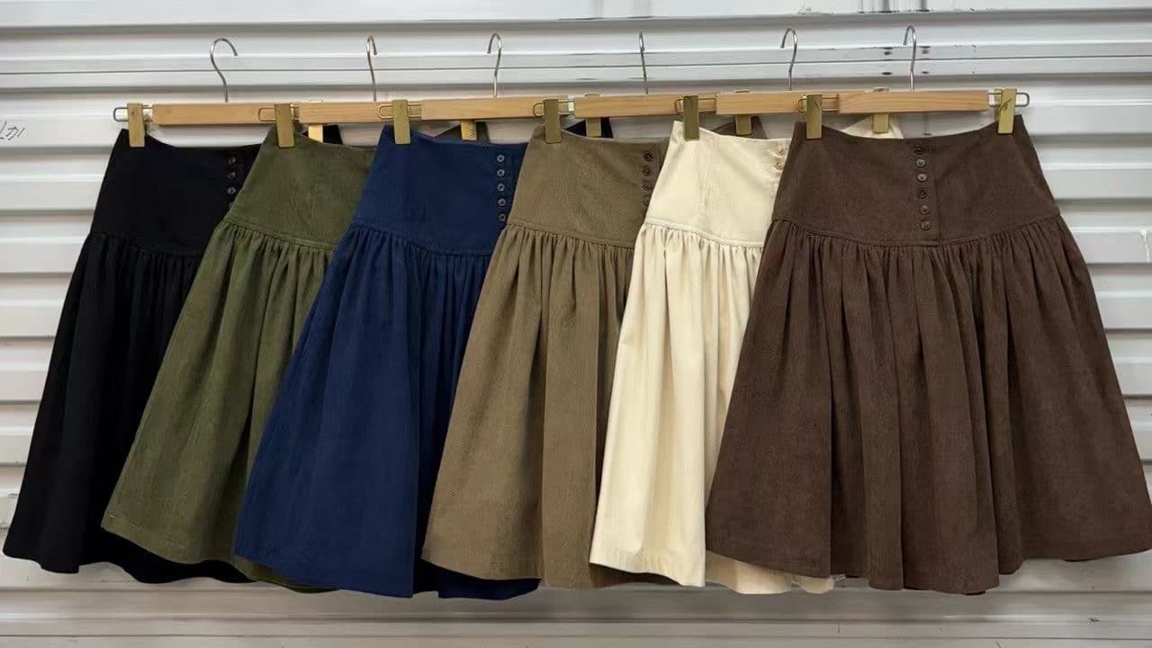 pphome 직접 만든 코듀로이 중간 스커트 우산 치마 한 마디 디자인 센스 슬림해 보이는 다용도 반신 스커트 가을 겨울 짧은 치마 상세 이미지 7