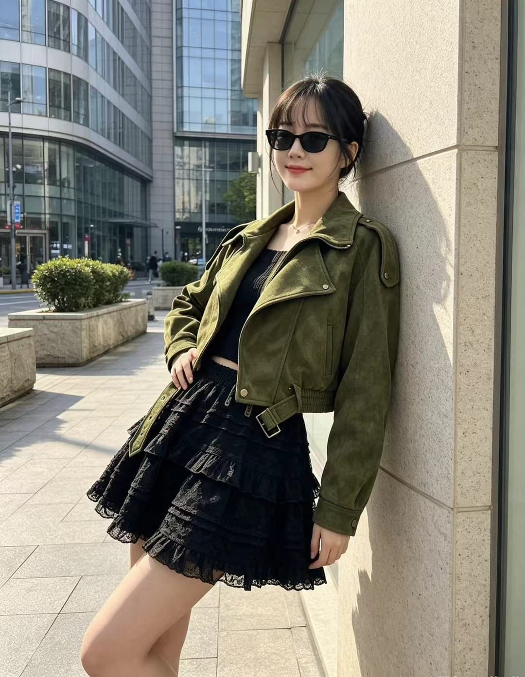 한 부서 레트로 느긋한 풍차 털 스웨이드 원단 폴로 칼라 재킷 여성 코트 봄 가을 새로운 캐주얼 벨트 오토바이 서비스 상세 이미지 6