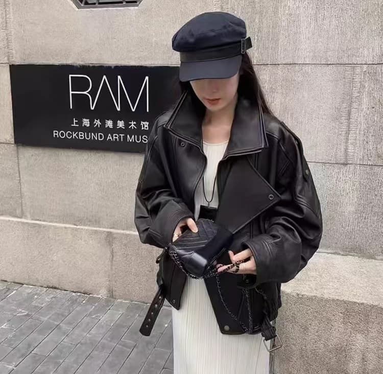 아메리칸 가죽 재킷 여성 코트 2026 봄 새로운 재킷 고급 센스 쇼트 스타일 올해 인기 레트로 던져 자매 착용 가져 가라. 상세 이미지 8