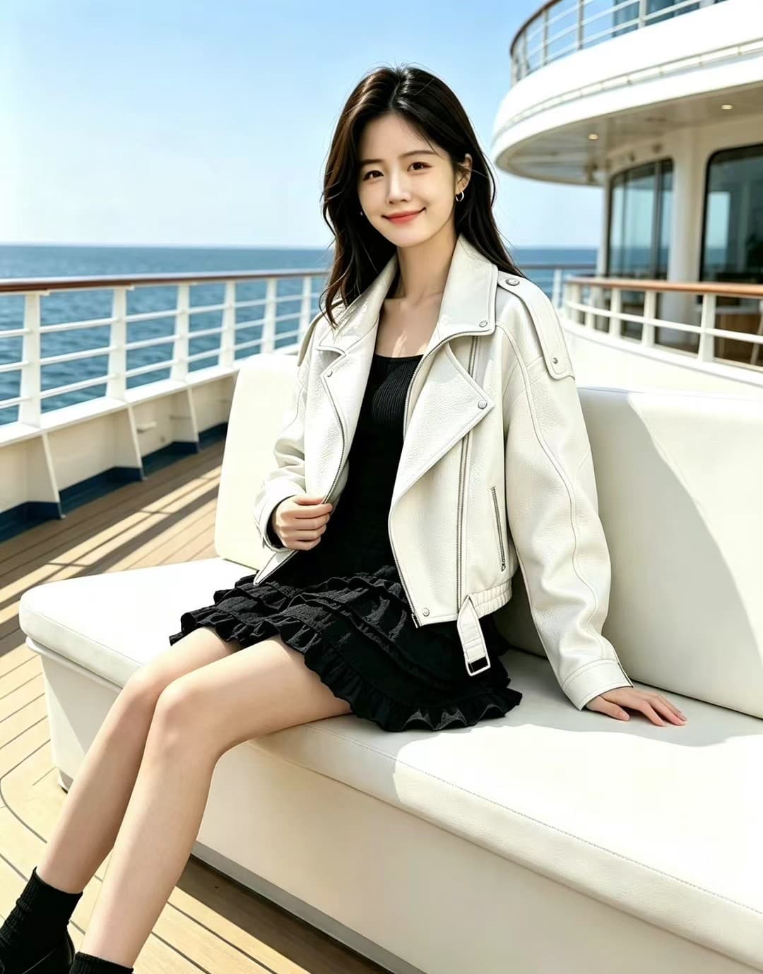 아메리칸 브라운 캐주얼 차가운 잘 생긴 레트로 폴로 칼라 오토바이 가죽 재킷 여성 가을 새로운 고급 센스 작은 키 재킷 상세 이미지 5
