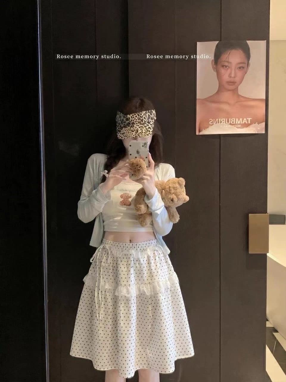 도트 무늬 레이스 플리츠 미니 스커트 여성 봄 여름 새로운 중간 스커트 작은 키 하이웨이스트 프릴 한 마디 화이트 반신 스커트