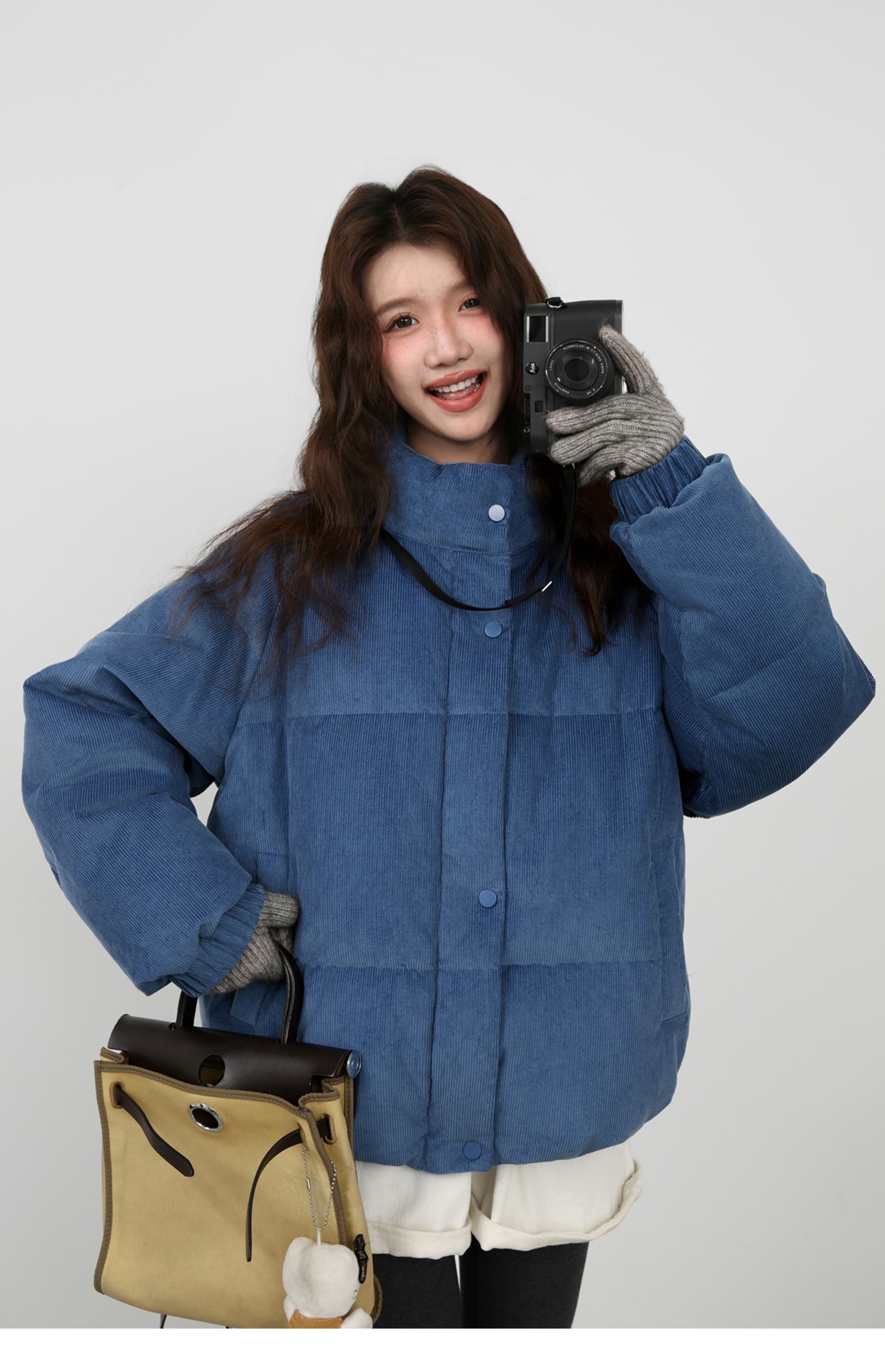 인터넷 그림 파란색 아래 면화 의류 여성 겨울 새로운 올해 인기 디자인 센스 작은 대중 패딩 재킷 작은 키 면 옷 상세 이미지 27