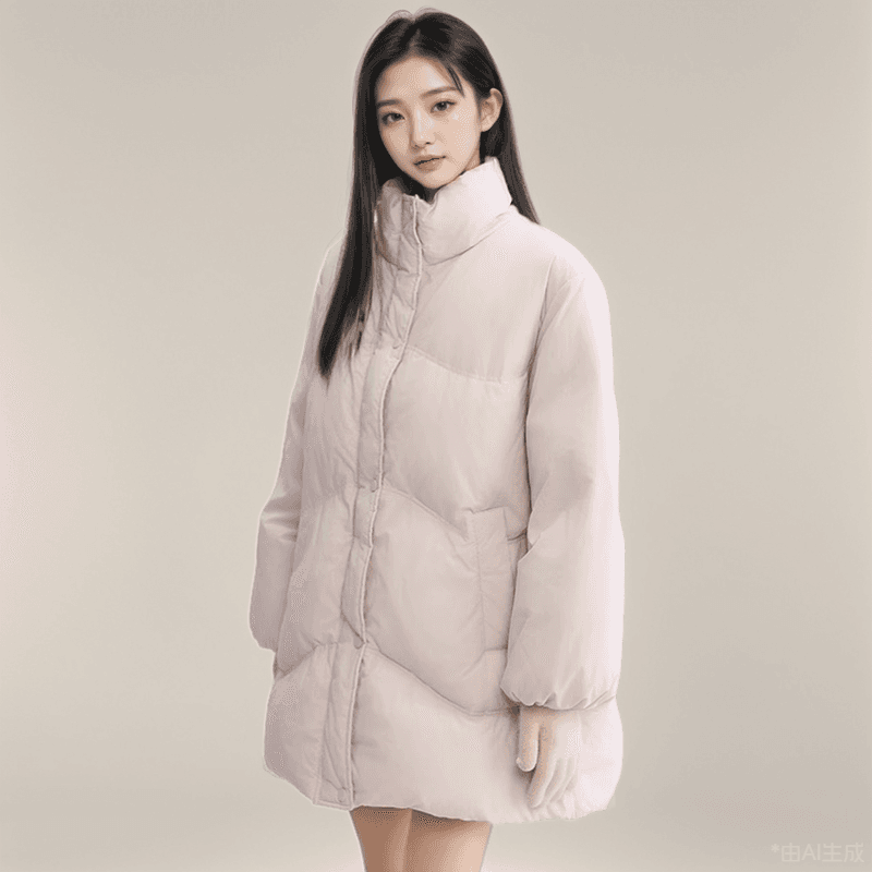 인터넷 그림 chummy 벚꽃 탑 탑 오리지널 루즈핏 물결무늬 밝은색 어린 양 목도리 아래 면화 의류 중간 길이 재킷 겨울 상세 이미지 7