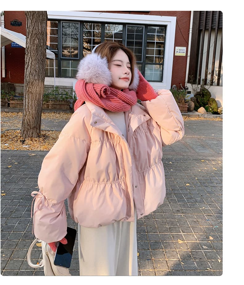 작은 키 버블 푸 허리 수축 아래 면화 의류 여성 겨울 쇼트 스타일 2026 새로운 한 부서 학원 스탠드 칼라 빵 외투 상세 이미지 22