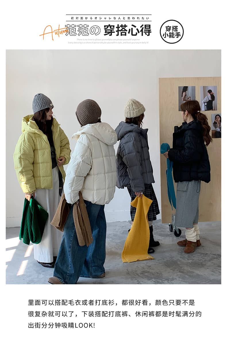 실사 새로운 다운 재킷 여성 짧은 구름 버블 푸 후드 광장 한국 스타일 루즈핏 빅 사이즈 코튼 자켓 상세 이미지 9