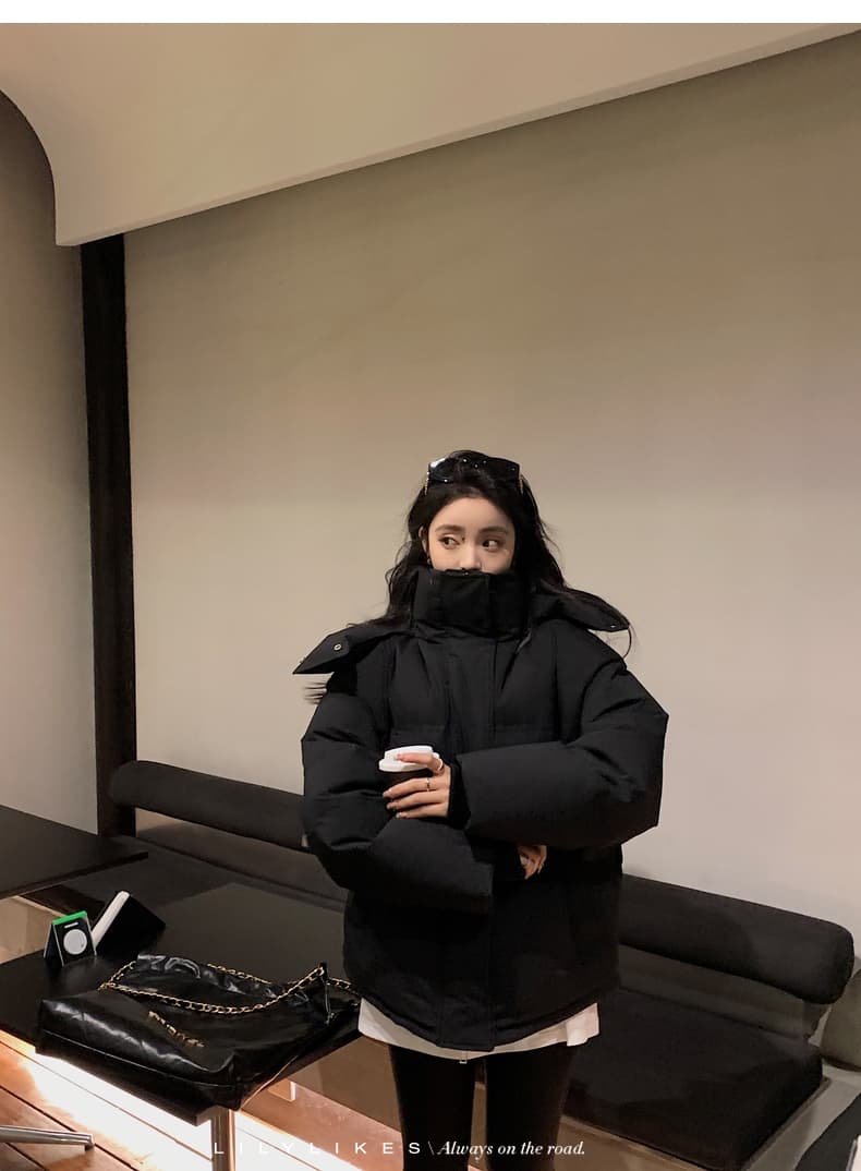 우유 파란색 다운 재킷 2024 년 새로운 남녀 커플 두꺼운 작은 대중 디자인 센스 빵 겨울 면 옷 재킷 상세 이미지 27
