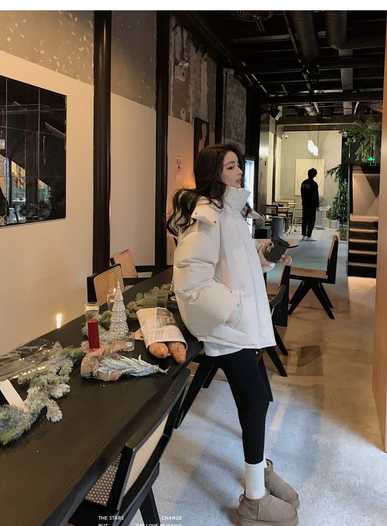 우유 파란색 다운 재킷 2024 년 새로운 남녀 커플 두꺼운 작은 대중 디자인 센스 빵 겨울 면 옷 재킷 상세 이미지 41