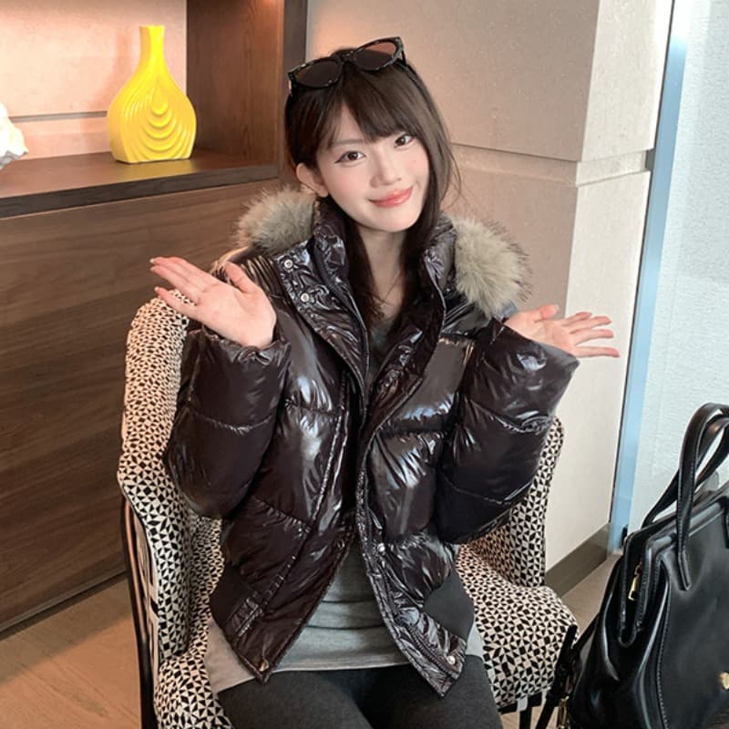 2026 한국 스타일 사설 서비스 아메리칸 레트로 밝은 얼굴 방수 오염 방지 몸매 가꾸기 작은 키 아래 면화 의류 두꺼운 재킷 이미지 2