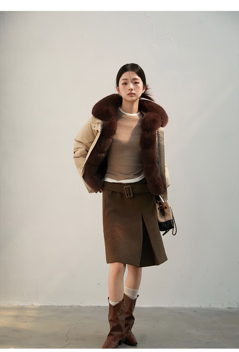 2026 새로운 모방 여우 모피 칼라 아래 면화 의류 여성 짧은 패션 루즈핏 두꺼운 Parker 세트 상세 이미지 31