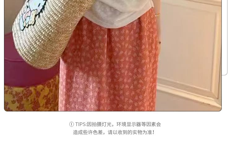 질량 지금 지금 그림 있음 가공 2026 여름 토마토 작은 곰 프린트 맨위 꽃무늬 반신 스커트 임산부 세트 상세 이미지 10