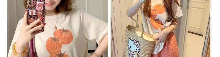 질량 지금 지금 그림 있음 가공 2026 여름 토마토 작은 곰 프린트 맨위 꽃무늬 반신 스커트 임산부 세트 상세 이미지 16