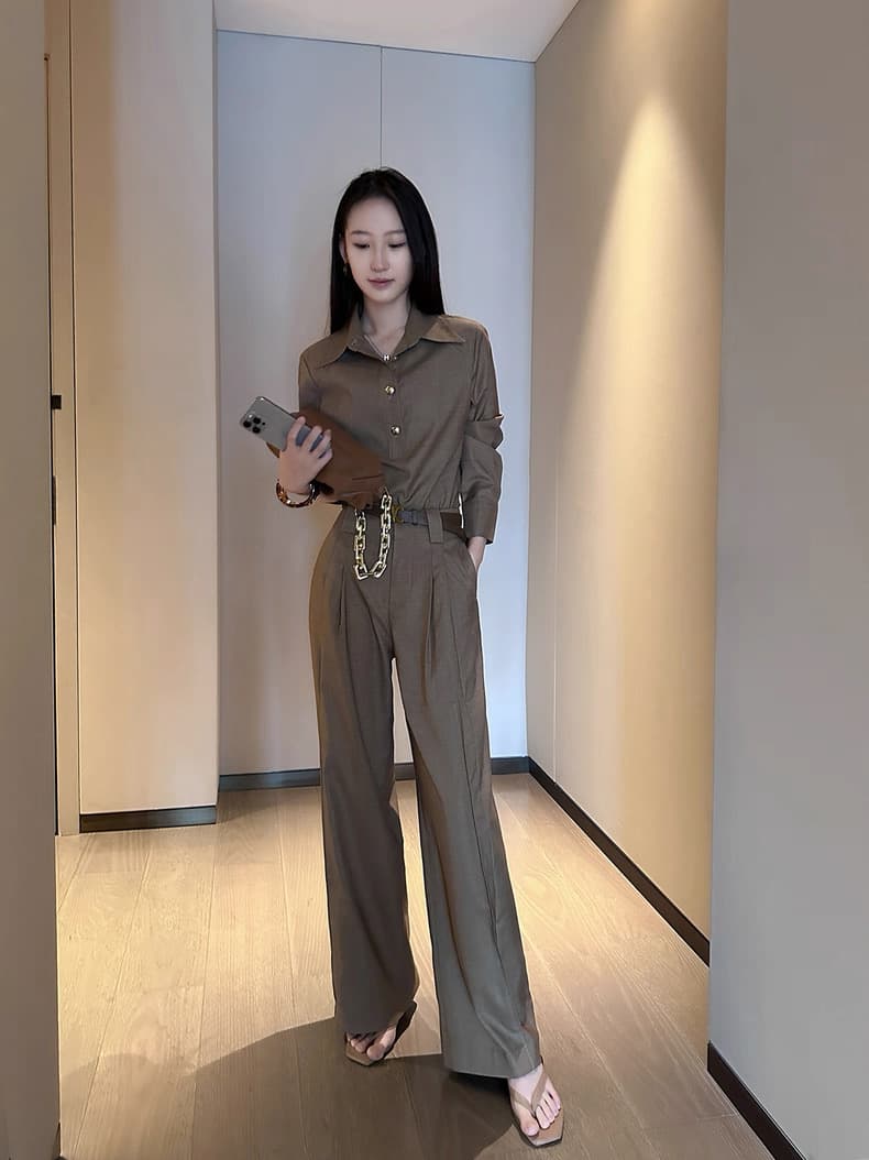 커피 색상 오래된 돈 바람 POLO 칼라 풀오버 여성 셔츠 가을 2026 새로운 다용도 품격 긴팔 맨위 상세 이미지 9
