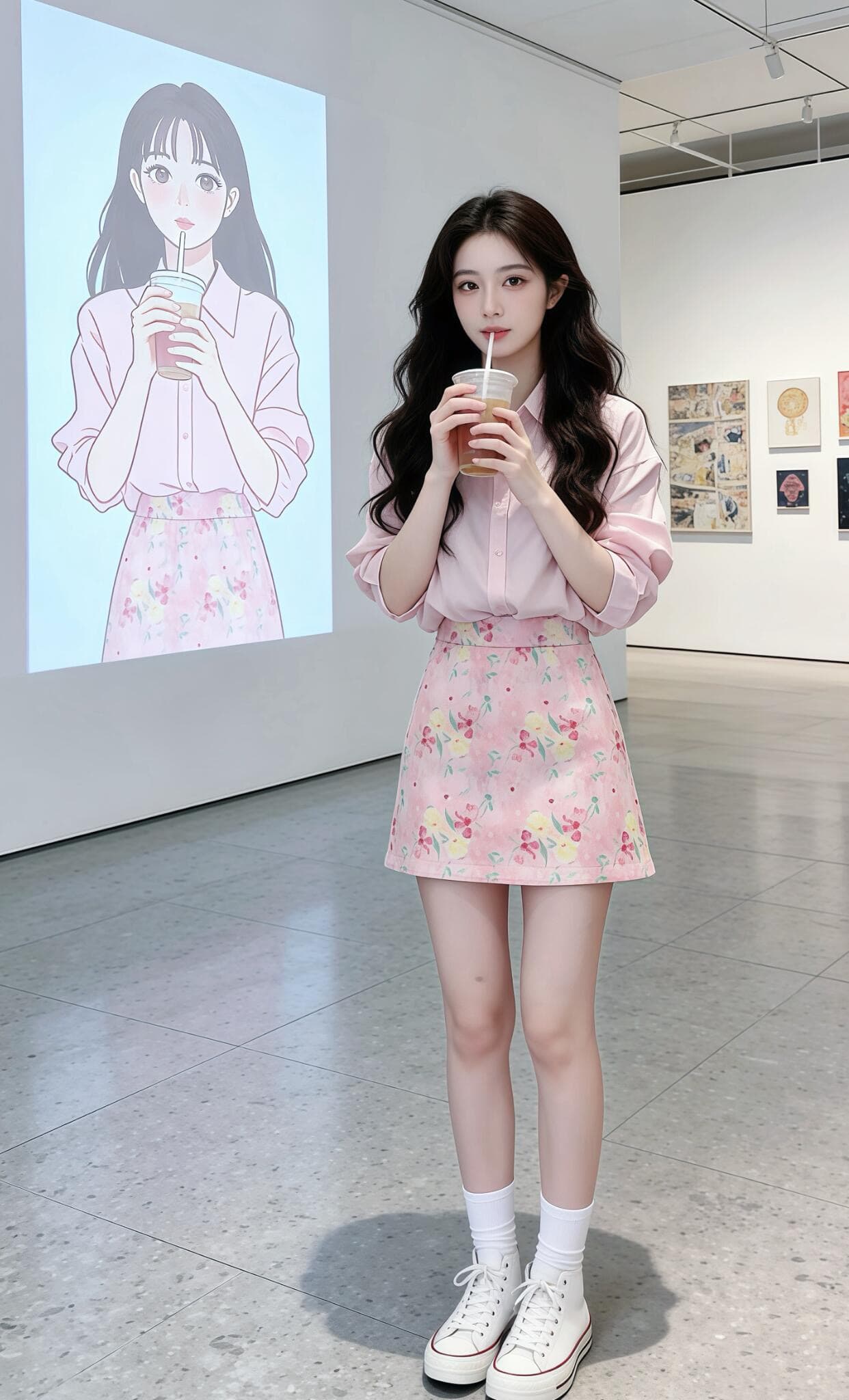 느긋한 바람 핑크색 주간 실크 쉬폰 자외선 차단 셔츠 여성 코트 가을 외부 가져 가라. Tulle 블라우스 얼음 실크 오픈 가디건 셔츠 상세 이미지 4
