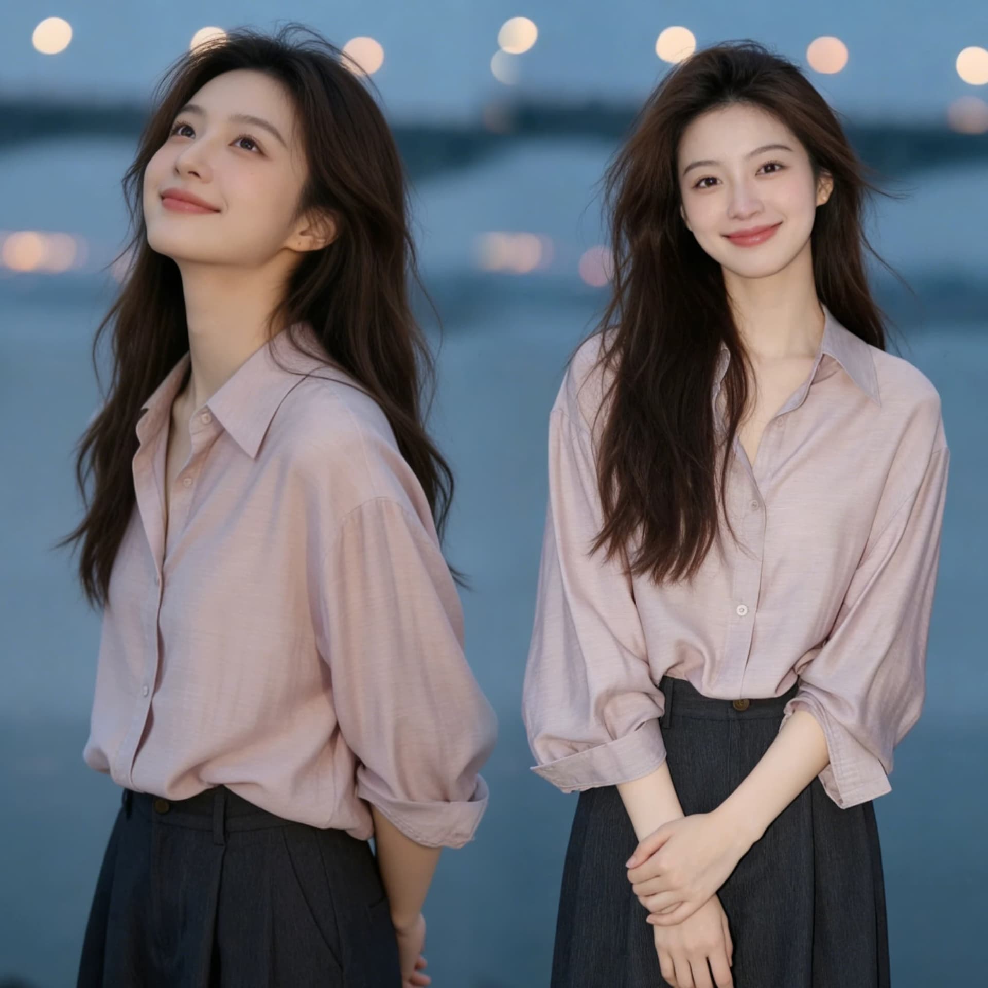 프랑스식 핑크색 레트로 폴로 칼라 단추 품격 부드러운 여성 셔츠 느긋한 루즈핏 슬림해 보이는 다용도 출퇴근 맨위 이미지 5