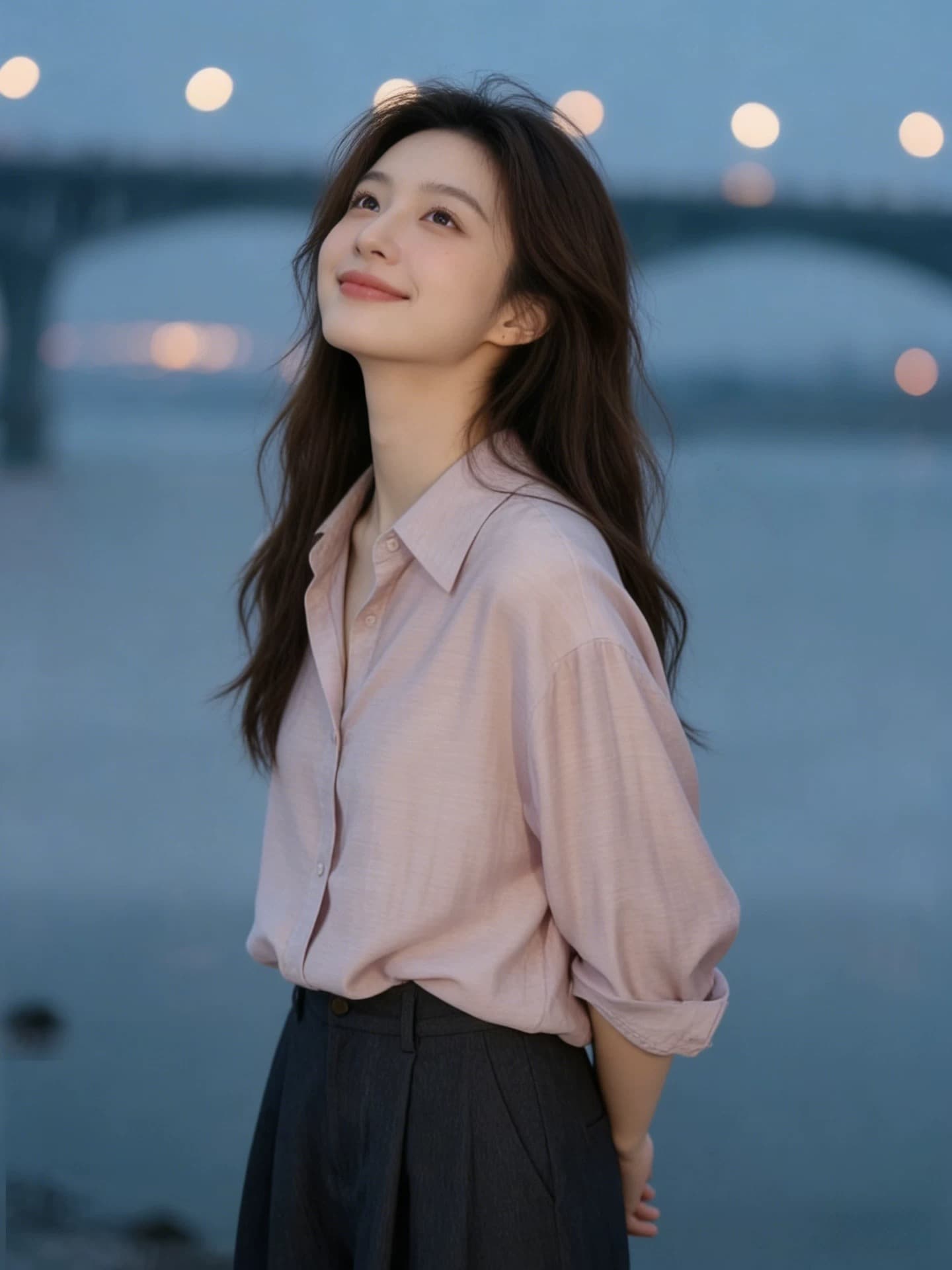 프랑스식 핑크색 레트로 폴로 칼라 단추 품격 부드러운 여성 셔츠 느긋한 루즈핏 슬림해 보이는 다용도 출퇴근 맨위 상세 이미지 3
