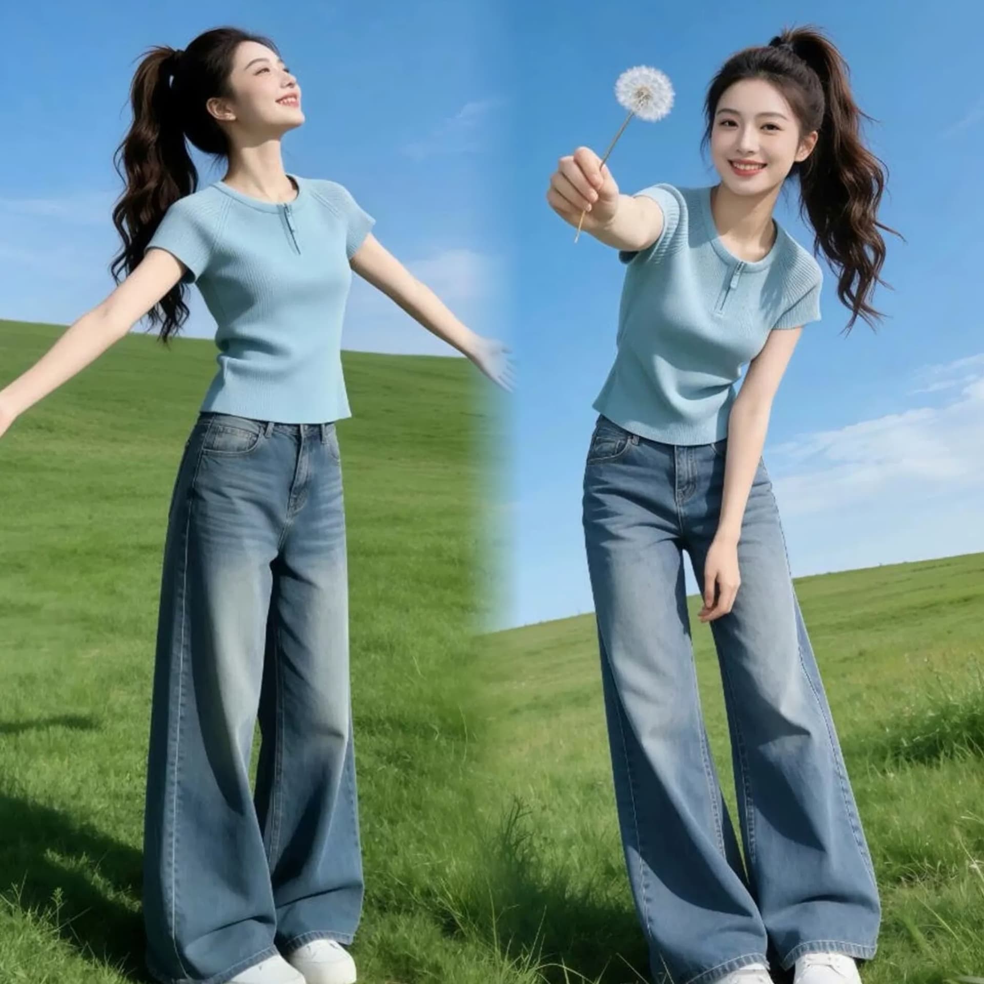 부드러운 부서 클래식 다용도 섹션 빛 럭셔리 익스트림 제인 바람 반팔 티셔츠 여성 파란색 지퍼 몸매 가꾸기 슬림해 보이는 맨위 상세 이미지 5