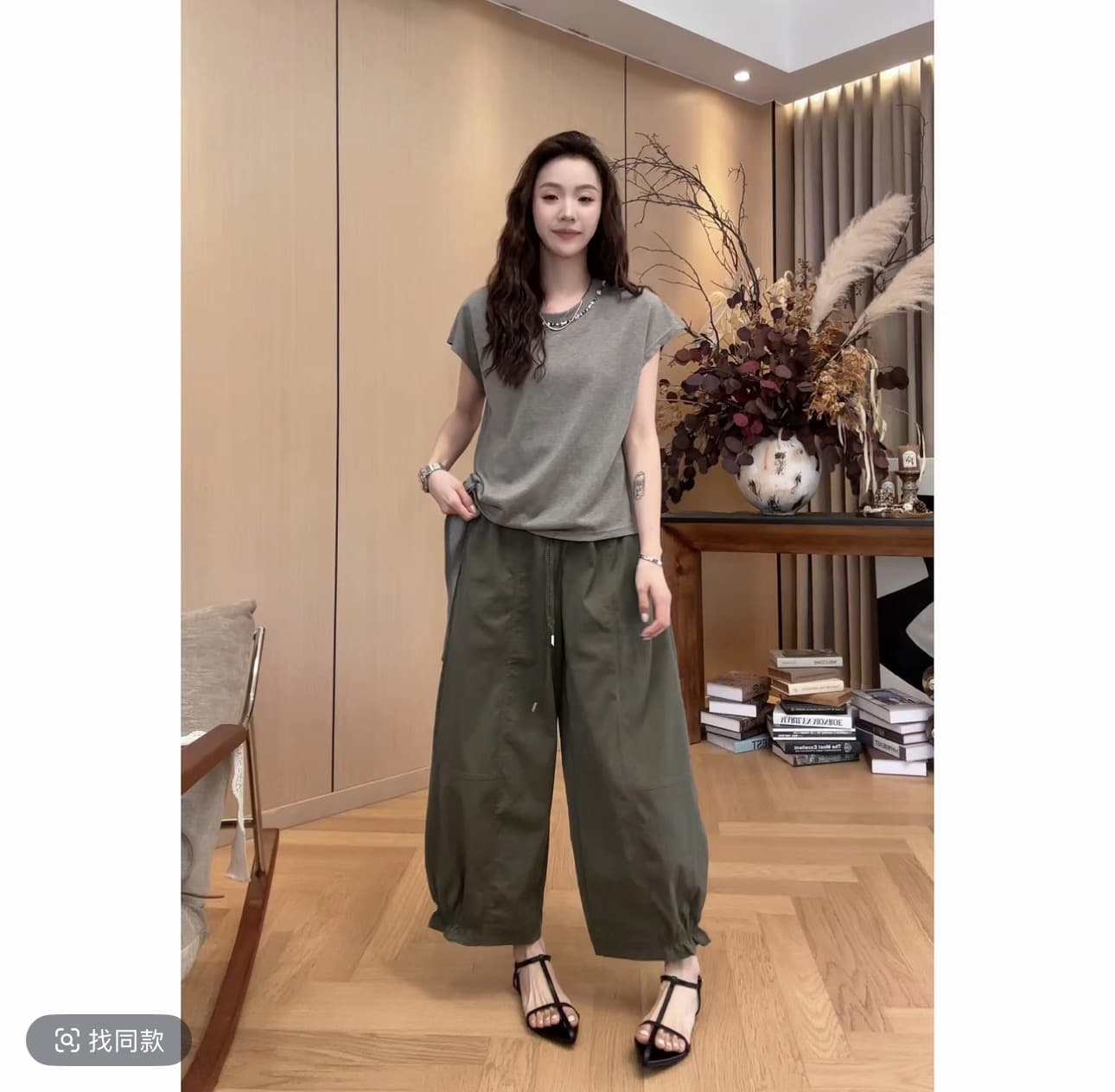 작은 조용한 잠시 비즈 박기 리본 맨위 2026 여름 새로운 다용도 슬림해 보이는 티셔츠 바지 이미지 4