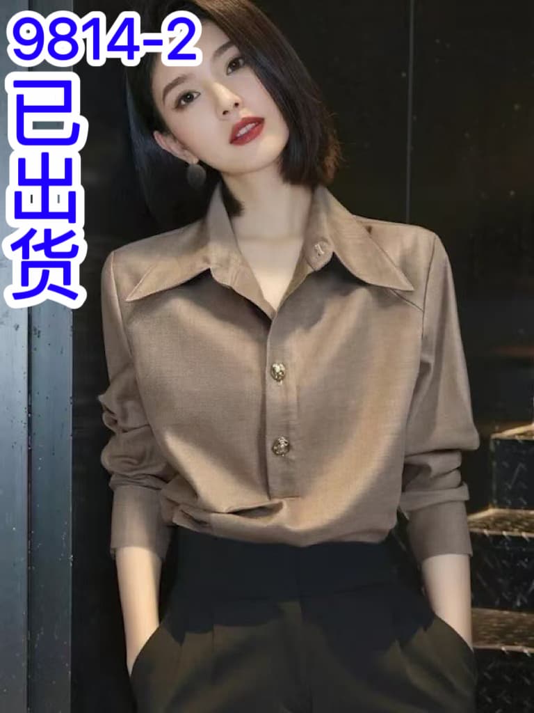 긴팔 여성 셔츠 2026 가을 겨울 새로운 한국 스타일 루즈핏 단색 폴로 칼라 맨위 고급 센스 외국 가스 셔츠 재킷