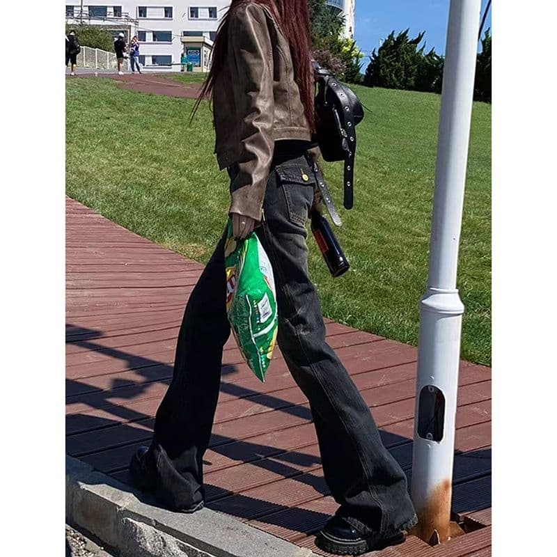 출퇴근 웃음 하 ins 트렌디 트렌드 하이 웨이스트 청바지 여성 봄 가을 새로운 슬림해 보이는 패션 바닥 청소 청바지 트렌디 이미지 3