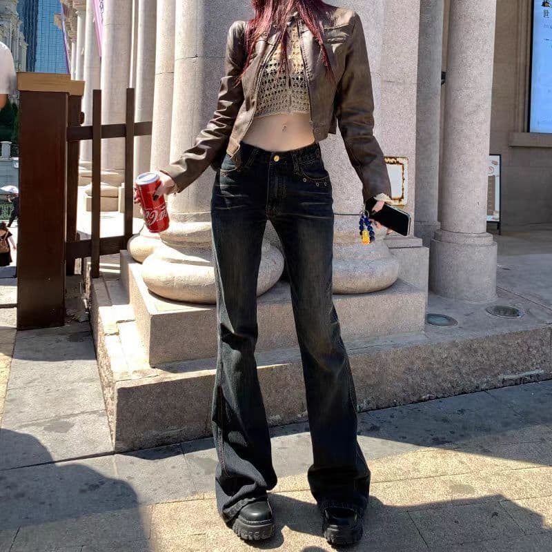 출퇴근 웃음 하 ins 트렌디 트렌드 하이 웨이스트 청바지 여성 봄 가을 새로운 슬림해 보이는 패션 바닥 청소 청바지 트렌디 상세 이미지 4