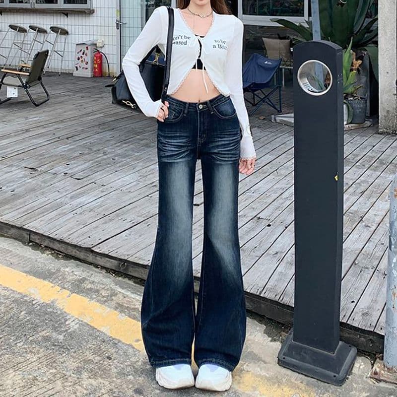 거리 ins 작은 키 하이 웨이스트 청바지 여성 봄 가을 새로운 슬림해 보이는 디스플레이 높음 패션 바닥 청소 청바지 트렌디 이미지 4