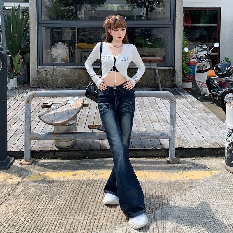거리 ins 작은 키 하이 웨이스트 청바지 여성 봄 가을 새로운 슬림해 보이는 디스플레이 높음 패션 바닥 청소 청바지 트렌디 상세 이미지 8