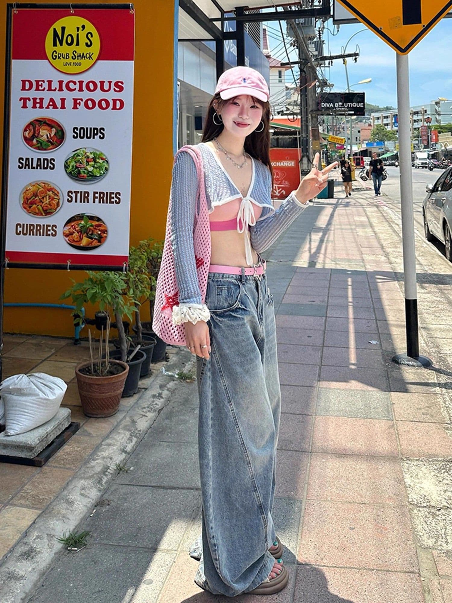 아메리칸 거리 디자인 센스 넓은 다리 청바지 여성 봄 가을 새로운 개성 하이웨이스트 루즈핏 바닥 청소 청바지 트렌디 상세 이미지 5