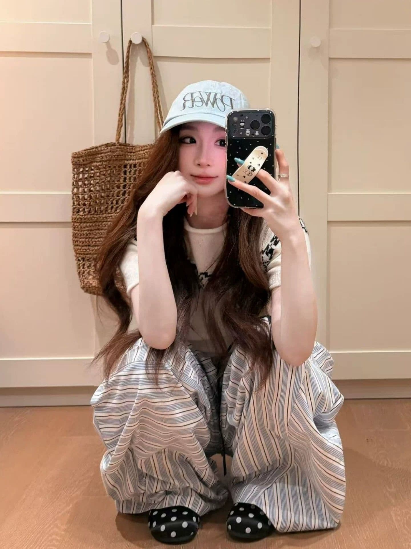 2026 새로운 패치워크 여름 느슨함 센스 펌프 로프 파란색 스트라이프 바지 스트레이트 롱 바지 캐주얼 바지 여성 와이드 레그 팬츠 이미지 4