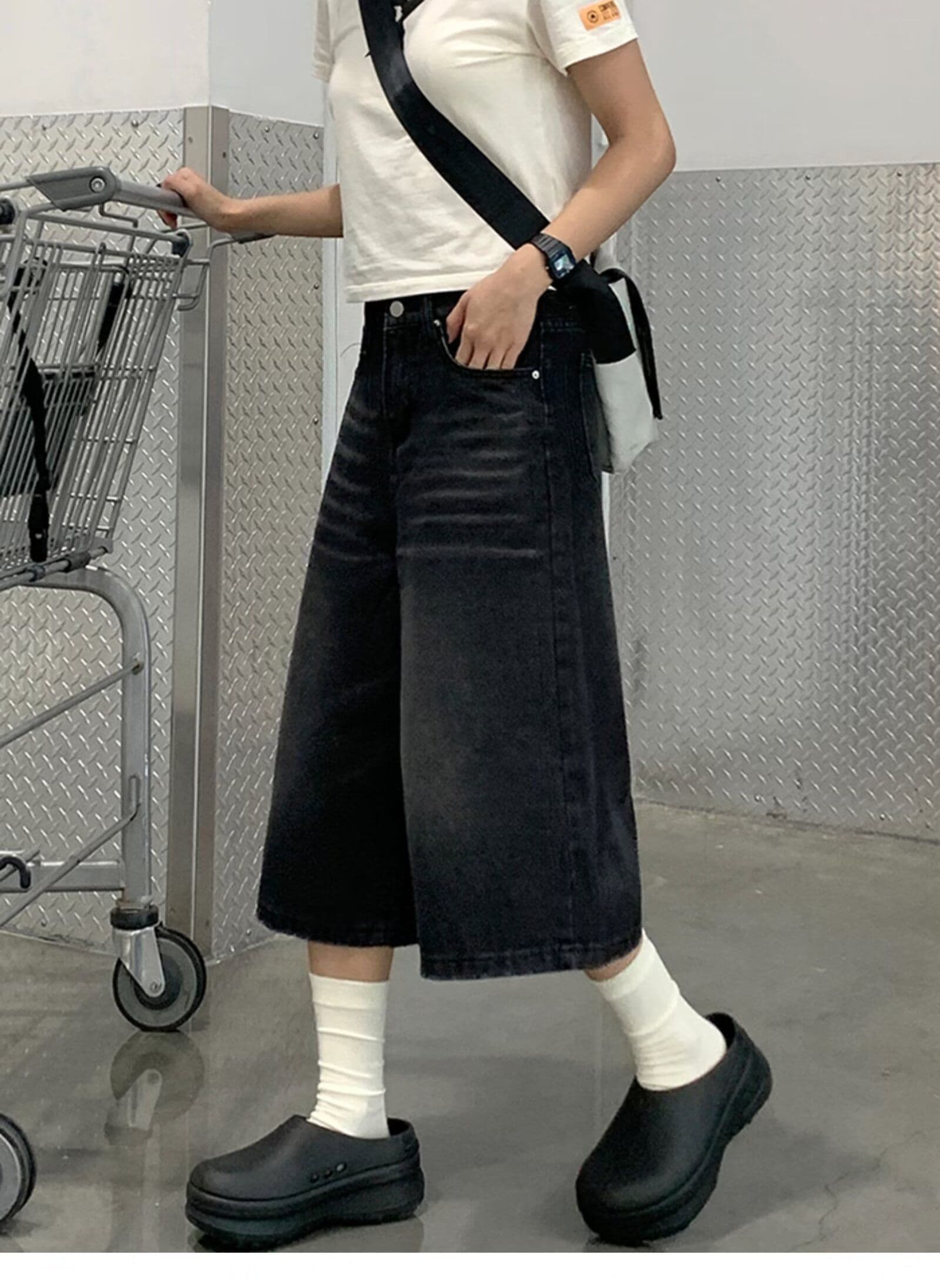 데님 반바지 여성 여름 새로운 아메리칸 높음 거리 레트로 워싱 마 오래된 루즈핏 핫걸 7부 바지 상세 이미지 3