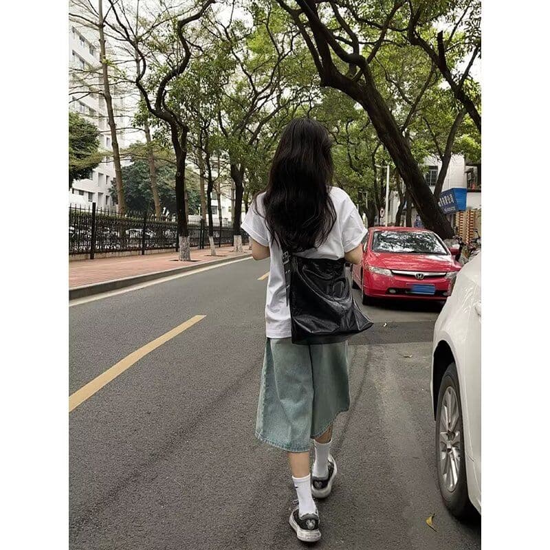 데님 반바지 여성 여름 새로운 아메리칸 높음 거리 레트로 워싱 마 오래된 루즈핏 핫걸 7부 바지 상세 이미지 14