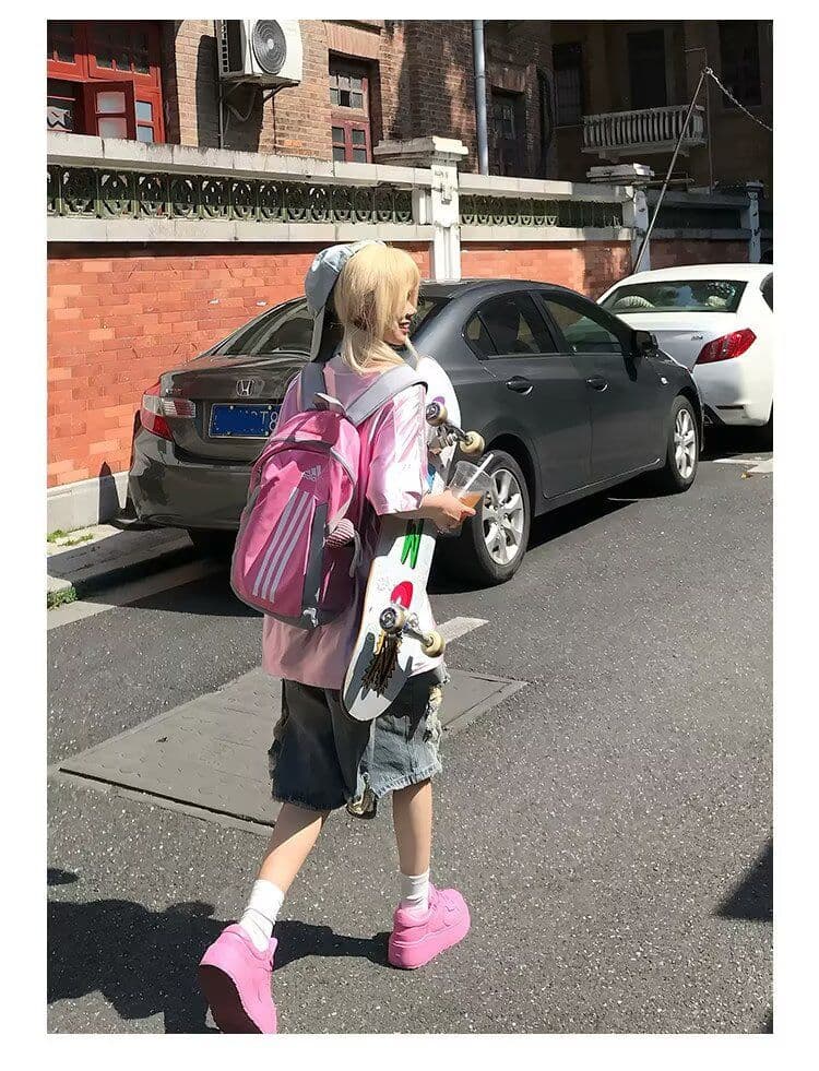 아메리칸 레트로 워싱 찢어진 부분 세련된 데님 반바지 여성 한국 스타일 트렌디 학생 여름 루즈핏 캐주얼 차가운 오부 바지 상세 이미지 18