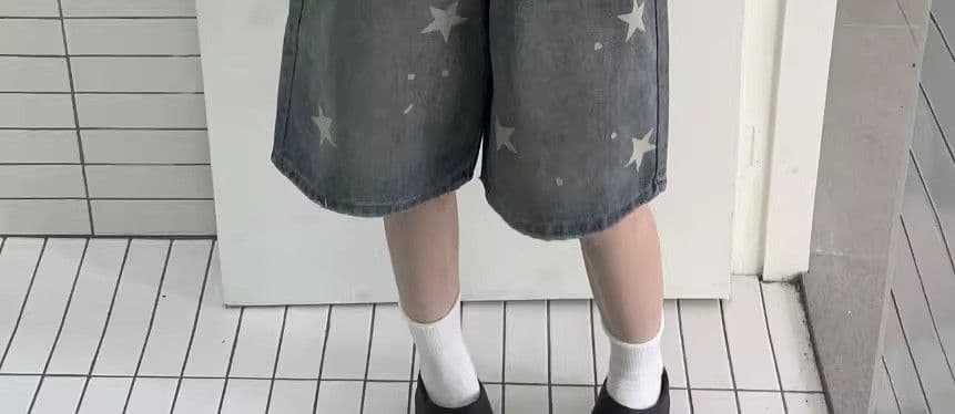 아메리칸 레트로 별 프린트 데님 바지 여성 여름 거리 핫걸 루즈핏 넓은 다리가 짧다. 바지 5 점 바지 상세 이미지 17